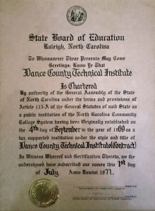 Vance County Technical Institute Charter of 1971