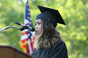 Sovanny "Sophie" Taylor speaking on behalf of her classmates