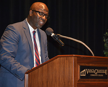 Dr. Levy Brown giving the guest speaker address