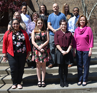 VGCC students from Granville County who were inducted into the Phi Theta Kappa honor society on April 17 included, from left, front row, Monica Botros, Savannah Brogden, Iris Medrano and Frances Wheeler; middle row, Courtney Crute, Penny Glover, Matthew Grooms and Isom Hodges; and back row, Tyneshia Brackett, Alyssa Gupton and Hanna Williams. (VGCC Photo)