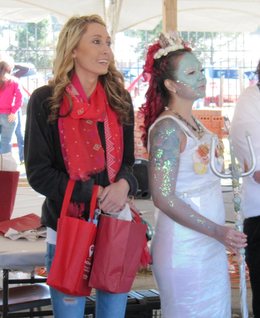 VGCC Cosmetology student Krysten Tant (left) and her model, student Myranda Carroll (right), await the results of the “Fantasy Hair and Makeup” contest, in which Tant placed fifth.