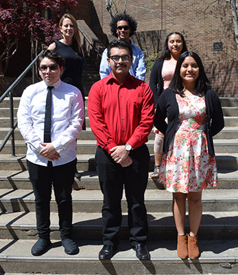 VGCC students from Warren County who were inducted into the Phi Theta Kappa honor society on April 17 included, from left, front row, Edgar Arrieta-Reyes, Giovanni Reyes and Heidy Labra; and back row, Wendy Boncek, Isaac Barnett, Kimberly Labra-Franco. (VGCC Photo)