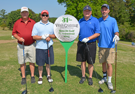 From left, Henry Murray, David Farey, Randy Hoyle and Rob Wallace were the runners-up in the morning round of the 31st Annual Vance-Granville Community College Endowment Fund Golf Tournament at the Henderson Country Club on May 5. (VGCC Photo)