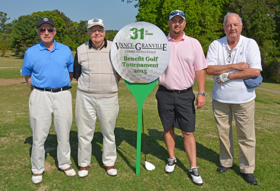 The team of, from left, Buddy Thomas, Donald Seifert, Kenny Abbott and Owen Tharrington won the morning round of the 31st Annual Vance-Granville Community College Endowment Fund Golf Tournament at the Henderson Country Club on May 5. (VGCC Photo)