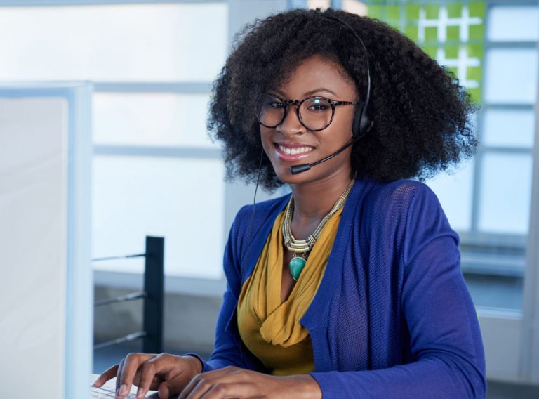 Customer Service Representative wearing a headset