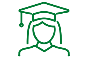 Clipart of a student with a grad cap on.